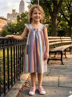 Eleanor rose stripes colorful dress size 5-6 GUC